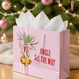 Sacola Para Presentes Grande Saco de Presente Natalino Rosa Tilintando o Caminh