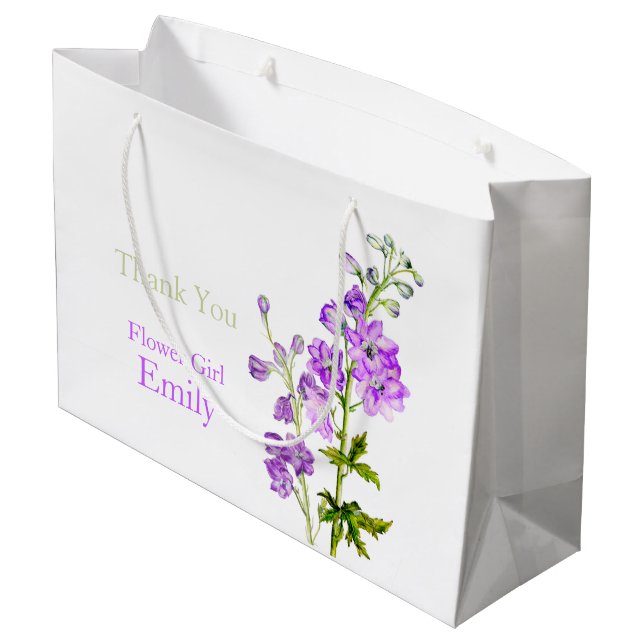 Sacola Para Presentes Grande Saco de presente para menina de flores de casament (Verso inclinado)