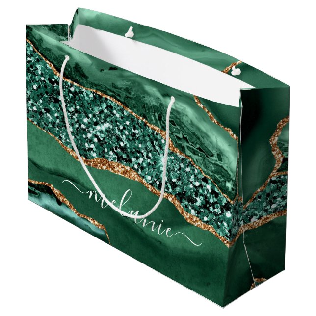 Sacola Para Presentes Grande Saco de Presente Personalizado com Mármore Dourado (Verso inclinado)