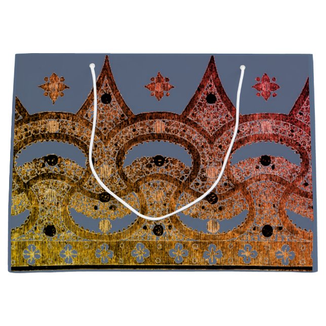 SACOLA PARA PRESENTES GRANDE SACO DE PRESENTE PERSONALIZADO COM PADRÃO CHINÊS A (Frente)