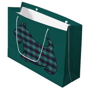 Sacola Para Presentes Grande Saco de Presente Plaid Verde de Natal para Scottis