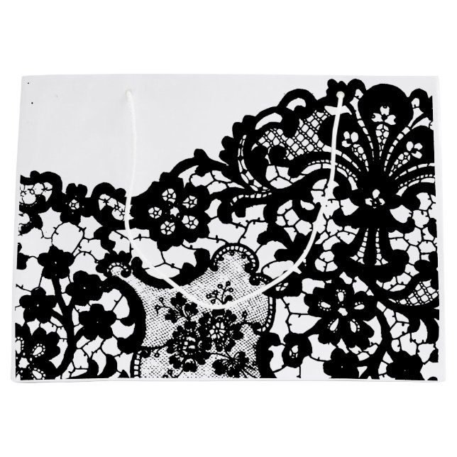 SACOLA PARA PRESENTES GRANDE SACO DE PRESENTE PRETO E LAÇO BRANCO (Frente)