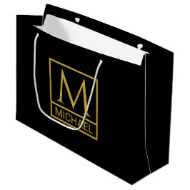 Sacola Para Presentes Grande Saco de Presente Preto Personalizado com Inicial e