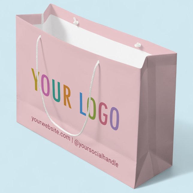 Sacola Para Presentes Grande Saco de Presente Rosa Bege Personalizado com Logot (MISOOK Digiwrap Taupe Pink Gift Bag with Logo)