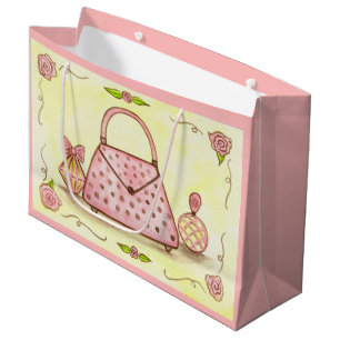 Sacola Para Presentes Grande Saco de Presente Rosa Retro