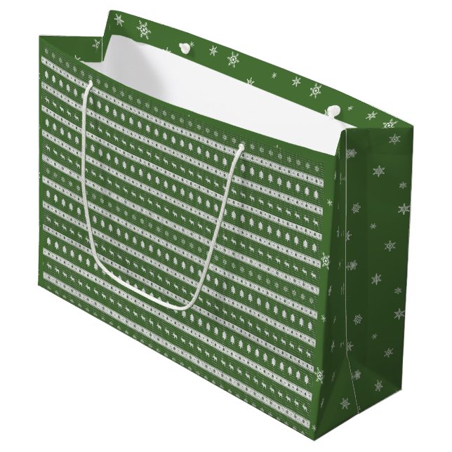 Sacola Para Presentes Grande Saco de Presente Verde Chic no Natal Feio (Frente inclinada)