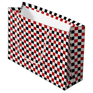 Sacola Para Presentes Grande Saco de presente vermelho-branco-preto verificado,