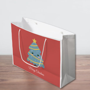 Sacola Para Presentes Grande Saco de Presente Vermelho com Árvore de Natal Kawa