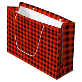 Sacola Para Presentes Grande Saco de Presente Xadrez Preto e Vermelho Clássico