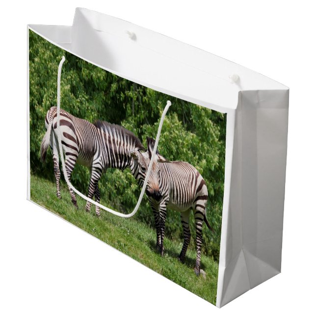 Sacola Para Presentes Grande Saco de Presente Zebras Apaixonadas (Frente inclinada)