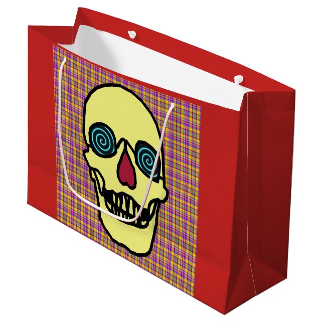 Sacola Para Presentes Grande Saco de presentes personalizado - HALLOWEEN SKULL  (Frente inclinada)