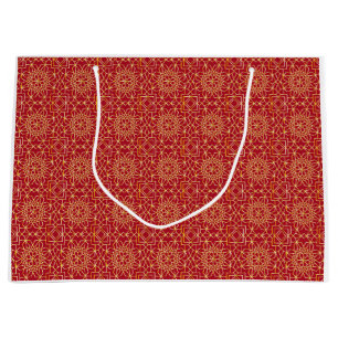 Sacola Para Presentes Grande Saco do Presente Árabe Vermelho e Dourado
