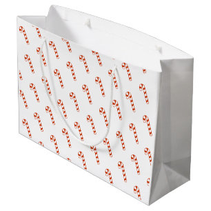 Sacola Para Presentes Grande Saco do Presente - Canes de Doce Vermelho e Branco