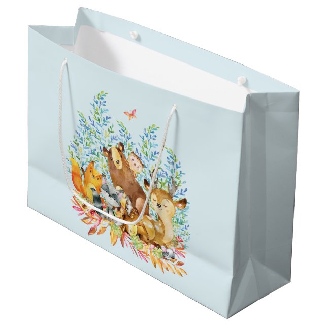 Sacola Para Presentes Grande Saco do Presente Chá de fraldas de Animais da Flor (Frente inclinada)