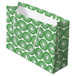 Sacola Para Presentes Grande Saco do Presente - Círculos Concentrados Verdes d