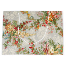 Saco do presente com uma ilustração floral do