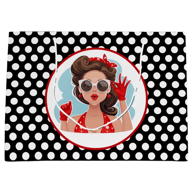 Sacola Para Presentes Grande Saco do Presente da Mulher Retro (Frente)