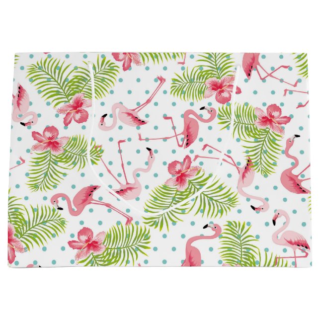 Sacola Para Presentes Grande Saco do presente do flamingo (Frente)