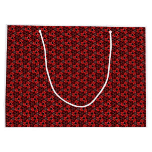 Sacola Para Presentes Grande Saco do Presente do Floral Vermelho e Preto