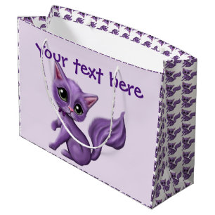 Sacola Para Presentes Grande Saco do presente do gatinho roxo grande