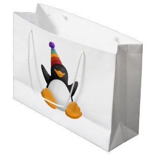 Sacola Para Presentes Grande Saco do presente do pinguim do feliz aniversario