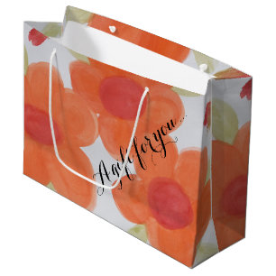 Sacola Para Presentes Grande Saco Floral Laranja Grande