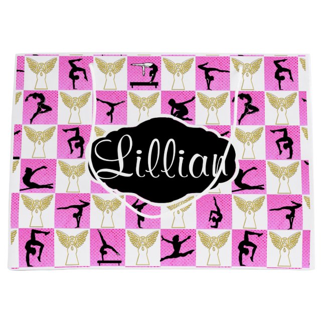 SACOLA PARA PRESENTES GRANDE SACO GIFT GIFT GYMNAST DE ANJO PINCO PERSONALIZADO (Frente)