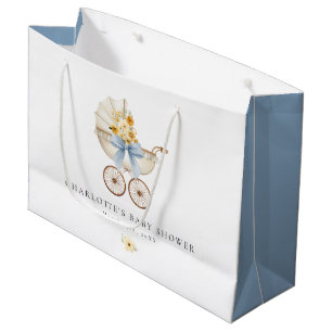 Sacola Para Presentes Grande Saco Grande de Chuveiro de Bebê Azul Carruagem Vin
