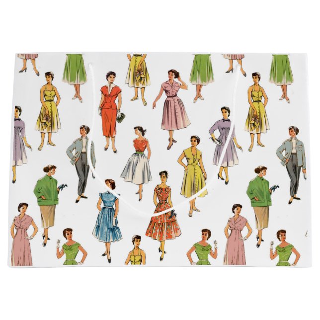 Sacola Para Presentes Grande Saco Presente modo retro 50 (Frente)