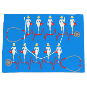 Sacola Para Presentes Grande Saco retro do presente da enfermeira