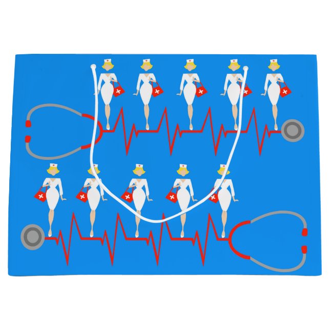 Sacola Para Presentes Grande Saco retro do presente da enfermeira (Frente)