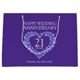 Sacola Para Presentes Grande Saco roxo de fotos do aniversário de casamento da 