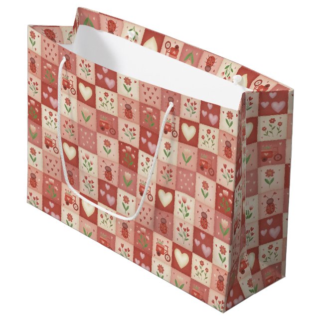 Sacola Para Presentes Grande Sacol de Presente Grande - Patchwork Doce Desenhad (Frente inclinada)