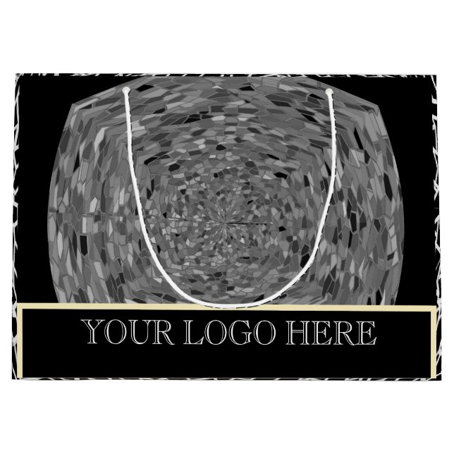 SACOLA PARA PRESENTES GRANDE SACOLA DE PRESENTE GRANDE PRETA PRATEADA (Frente)