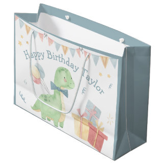Sacola Para Presentes Grande Sacolão de Presente de Aniversário de Dinossauro F