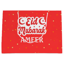 Sacola Para Presentes Grande Sacolinha de presente Eid Mubarak com nome persona