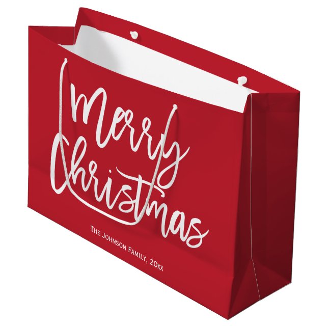 Sacola Para Presentes Grande Sacos de Presente de Natal Red Merry (Frente inclinada)
