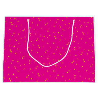 Sacola Para Presentes Grande Sacos de Presente - Rosa com Pontos de Ouro