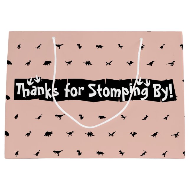 Sacola Para Presentes Grande Sacos do Partido Dinossauro Pêssego: Impressão de  (Frente)