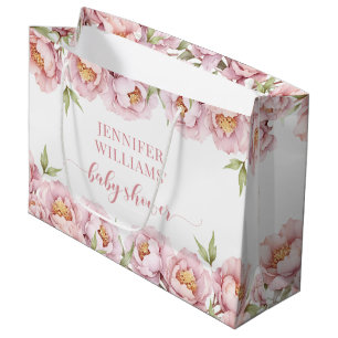 Sacola Para Presentes Grande Sacos-presente de chá de bebê floral cor-de-rosa p