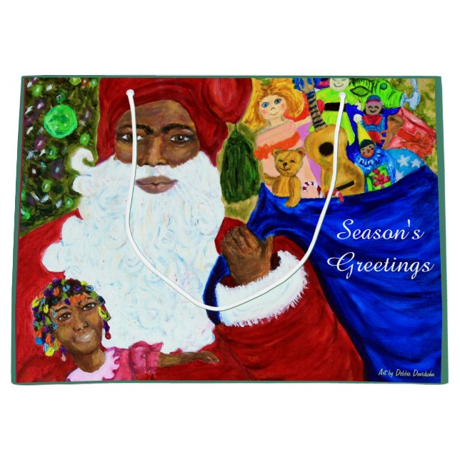 Sacola Para Presentes Grande Sacos-presente do Grande Papai Noel - Férias de Na (Frente)