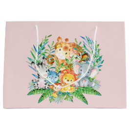 Sacola Para Presentes Grande safari Selva Animais Raparigas Chá de fraldas Pres