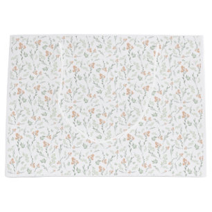 Sacola Para Presentes Grande Sage Aquarela Floral de Flores Silvestres