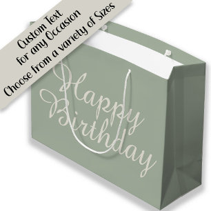 Sacola Para Presentes Grande Sage Branco Feliz Aniversário Presente