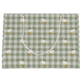 Sacola Para Presentes Grande Sage Green Gingham Goose Buffalo Check Baby Shower