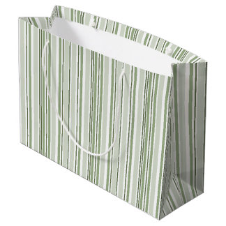 Sacola Para Presentes Grande Sage Green (Light, Medium, Dark) and White Stripes