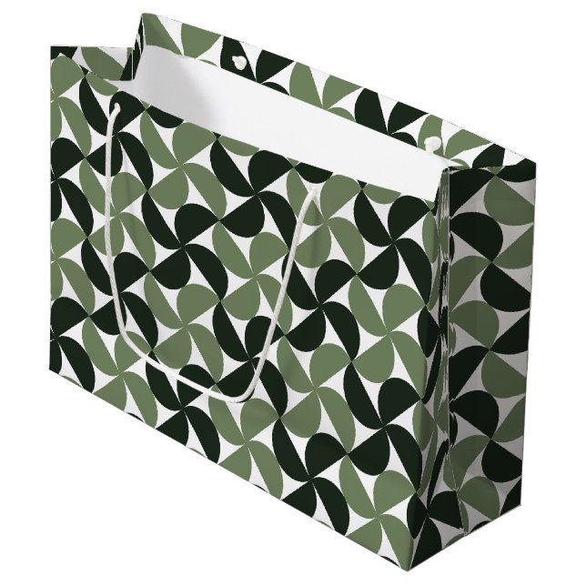 Sacola Para Presentes Grande Sage Green Mid Century Modern Pattern (Frente inclinada)