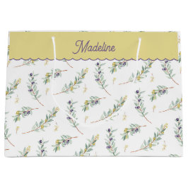 Sacola Para Presentes Grande Sage Green Olive Branch Monogram Name