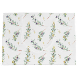 Sacola Para Presentes Grande Sage Green Watercolor French Country Olive Pattern