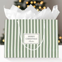 Sage Verde Listrado Tradicional Natal Personalizad